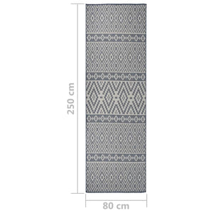 Blau Gestreifter Outdoor Teppich 80x250 cm