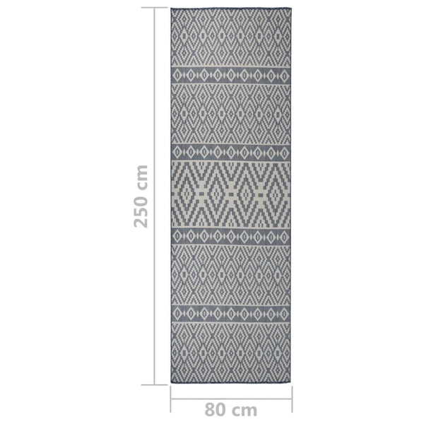 Blau Gestreifter Outdoor Teppich 80x250 cm