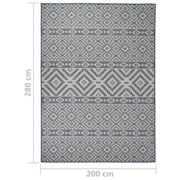 Blau Gestreifter Outdoor Teppich 200x280 cm