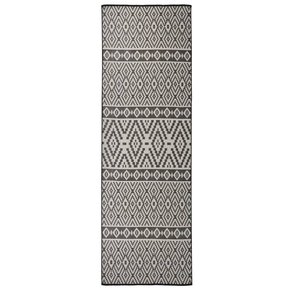 Schwarzer Outdoor-Teppich 80x250 cm