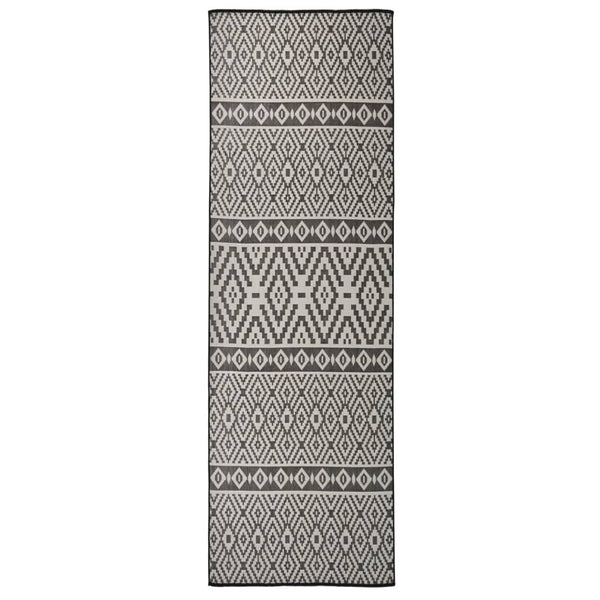 Schwarzer Outdoor-Teppich 80x250 cm