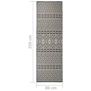Schwarzer Outdoor-Teppich 80x250 cm