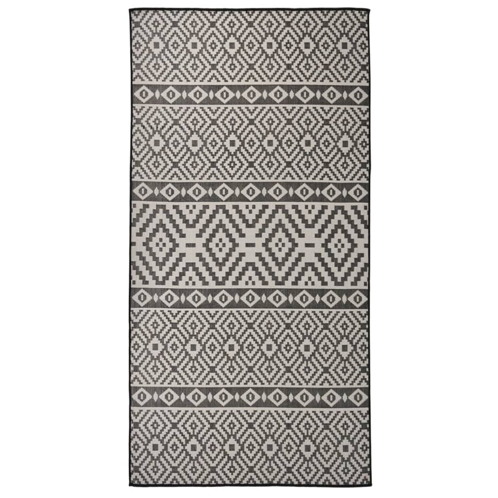 Schwarz Gestreifter Outdoor Teppich 100x200 cm
