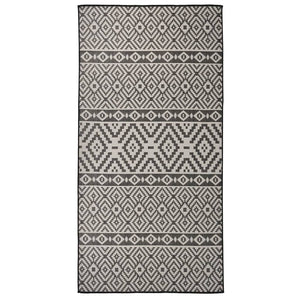 Schwarz Gestreifter Outdoor Teppich 100x200 cm