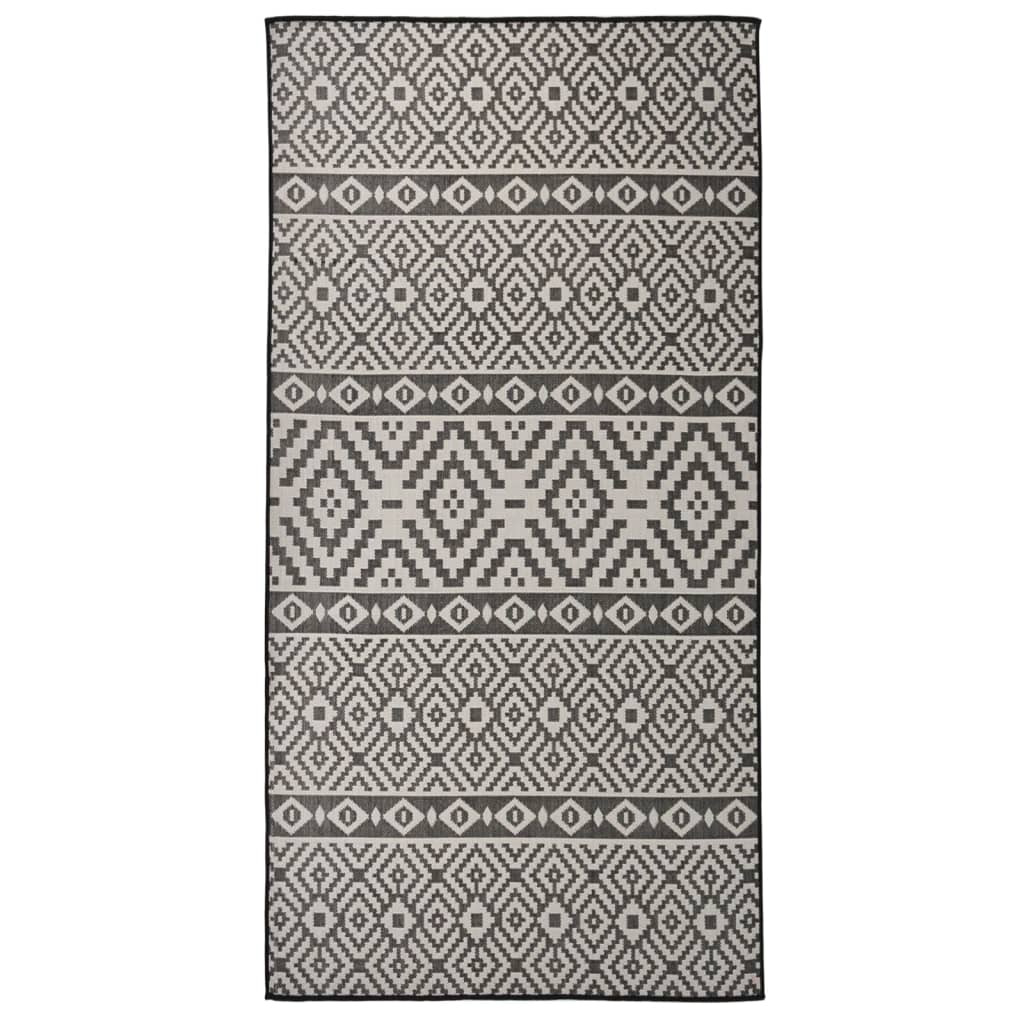 Schwarz Gestreifter Outdoor Teppich 100x200 cm