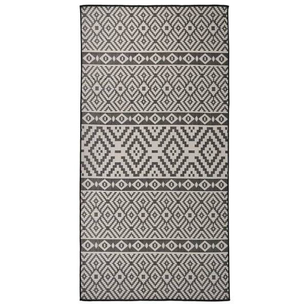 Schwarz Gestreifter Outdoor Teppich 100x200 cm