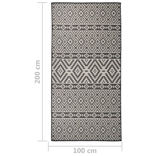 Schwarz Gestreifter Outdoor Teppich 100x200 cm