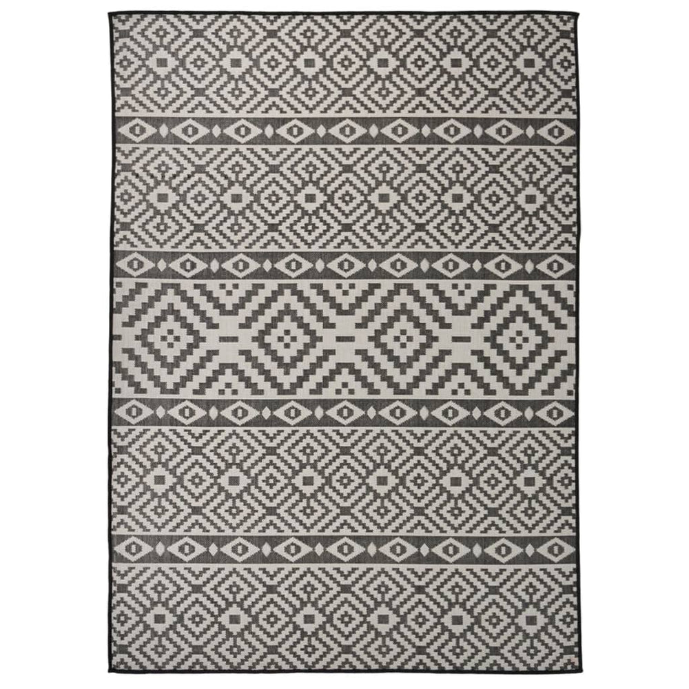 Schwarz Gestreifter Outdoor-Teppich 120x170 cm