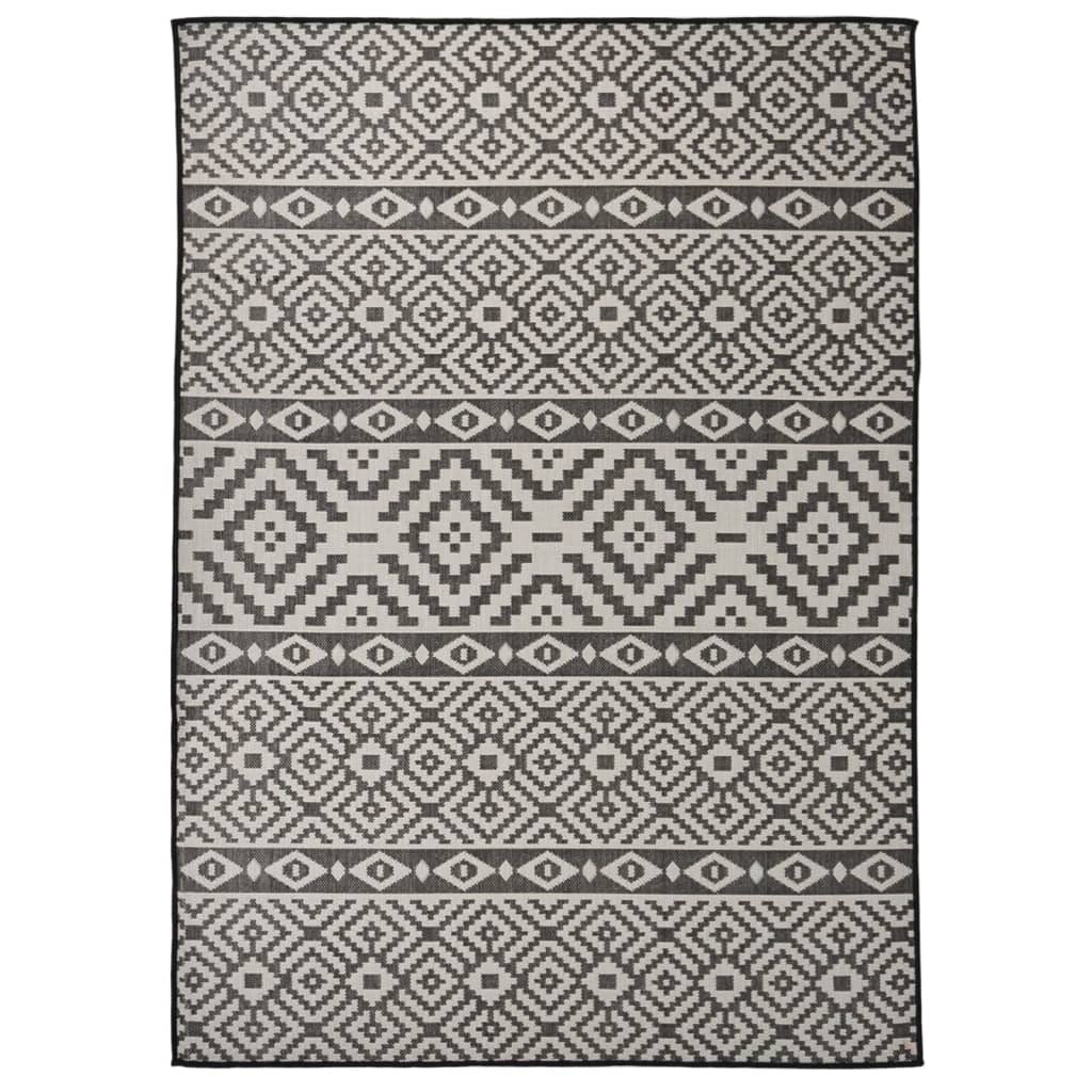 Schwarz Gestreifter Outdoor-Teppich 120x170 cm