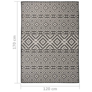 Schwarz Gestreifter Outdoor-Teppich 120x170 cm