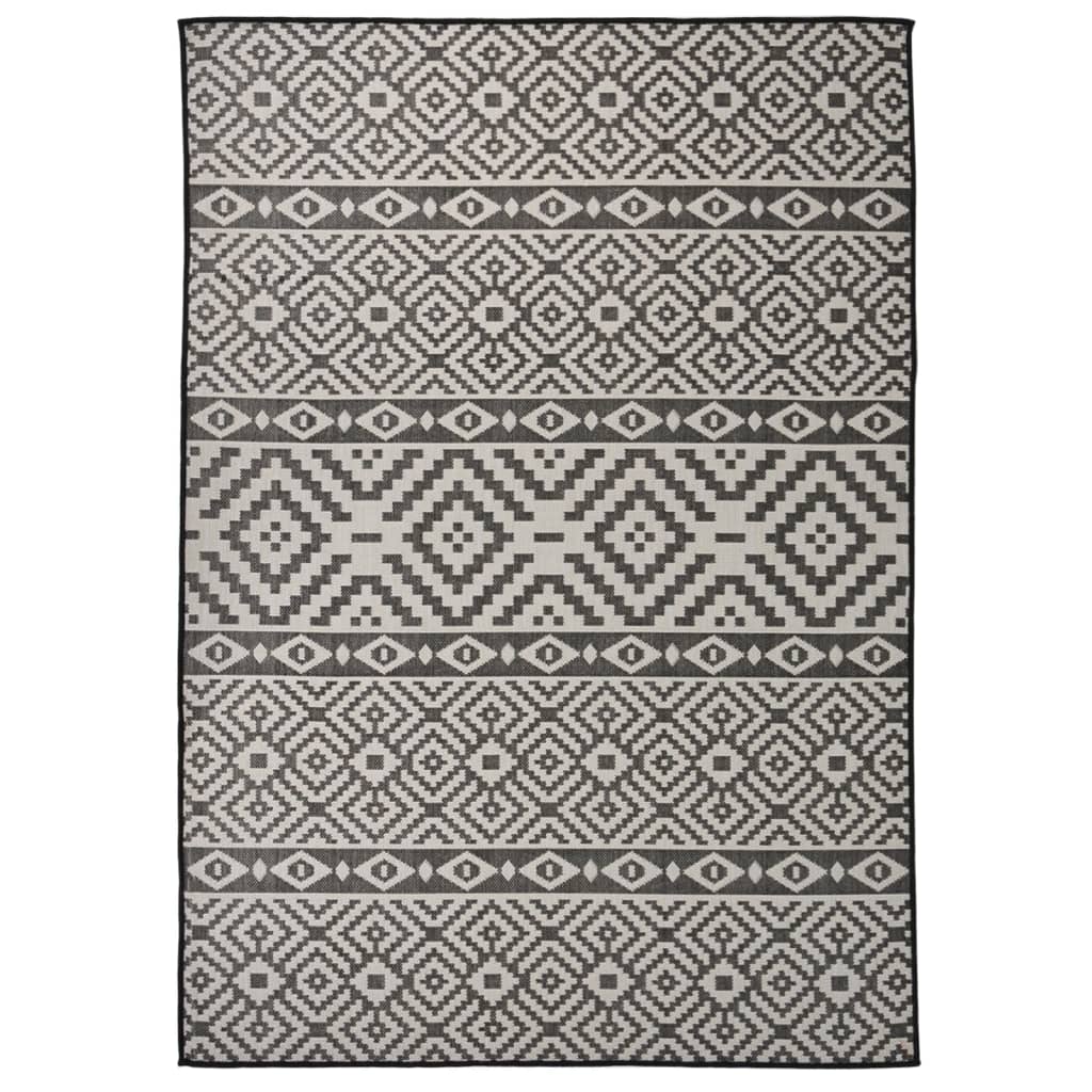 Schwarz Gestreifter Outdoor Teppich 140x200 cm