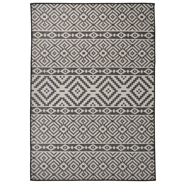 Schwarz Gestreifter Outdoor Teppich 140x200 cm