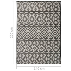 Schwarz Gestreifter Outdoor Teppich 140x200 cm