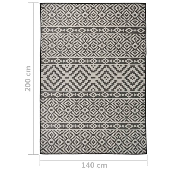 Schwarz Gestreifter Outdoor Teppich 140x200 cm