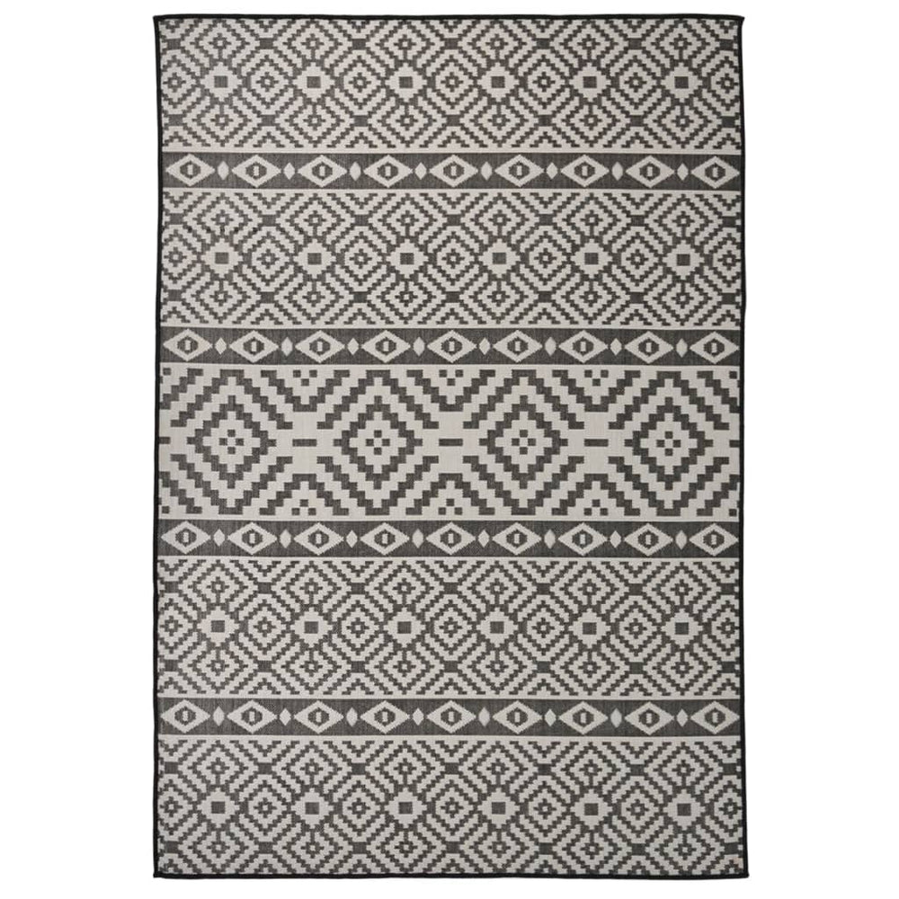 Schwarz Gestreifter Outdoor-Teppich 160x230 cm