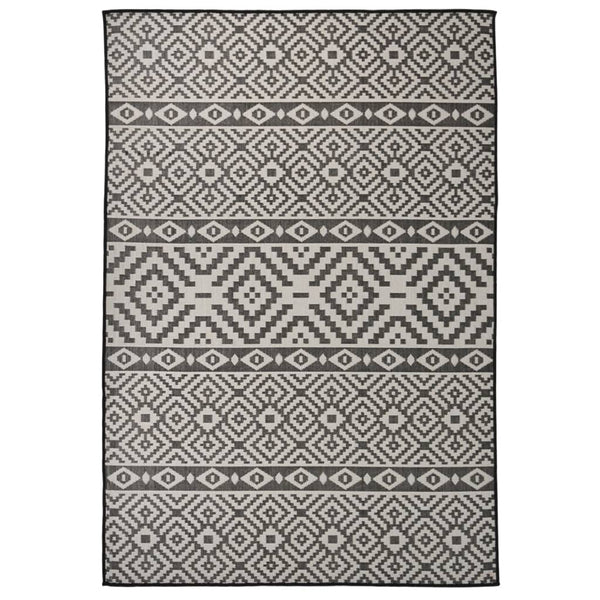 Schwarz Gestreifter Outdoor-Teppich 160x230 cm