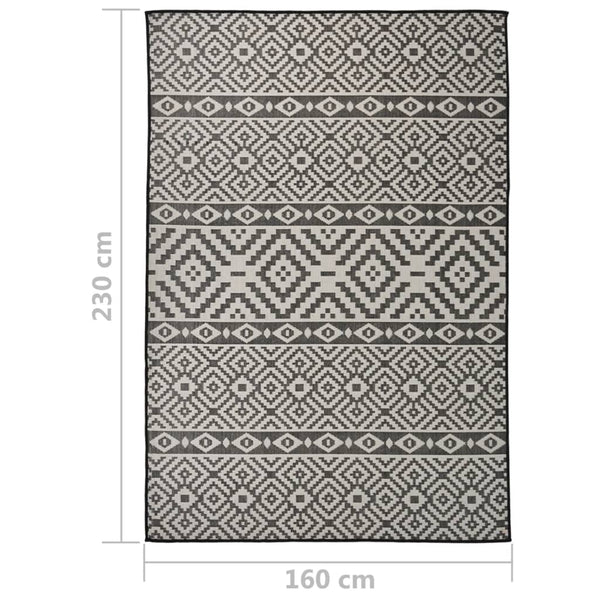 Schwarz Gestreifter Outdoor-Teppich 160x230 cm