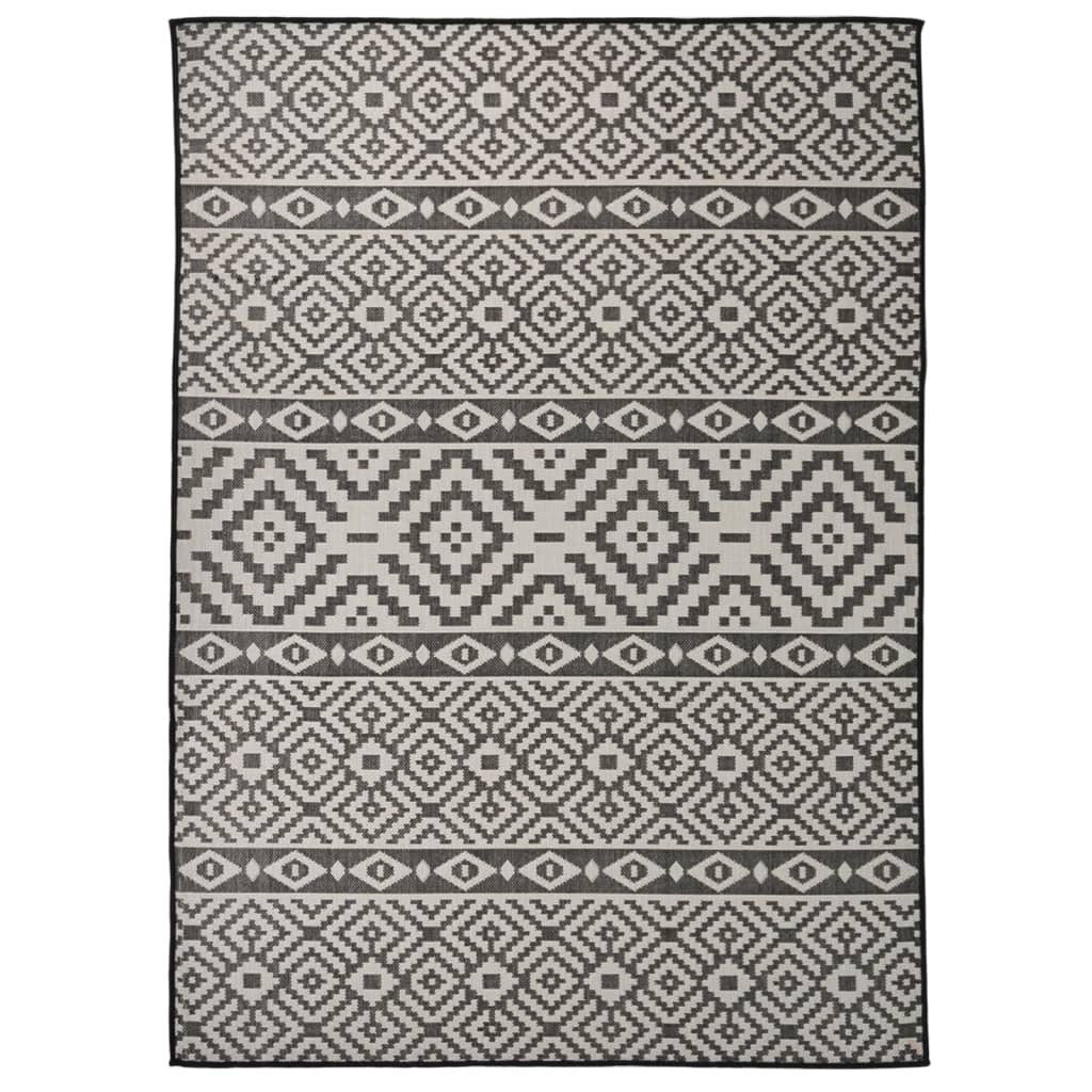 Outdoor Teppich Schwarz Gestreift 200x280 cm