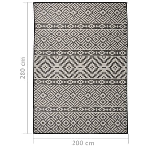 Outdoor Teppich Schwarz Gestreift 200x280 cm