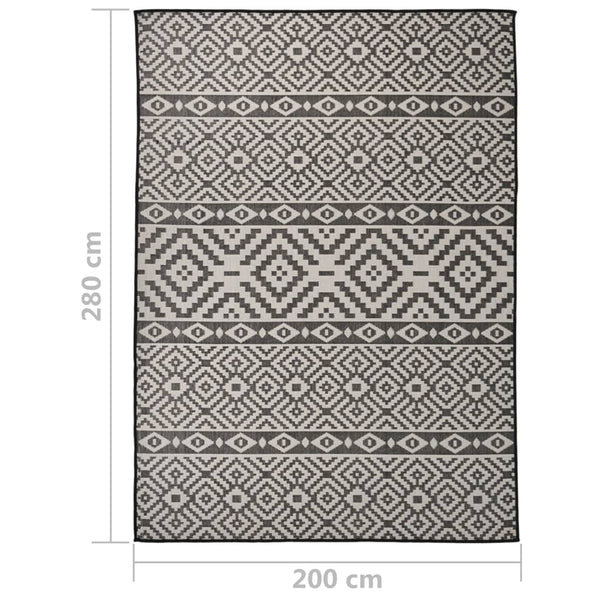 Outdoor Teppich Schwarz Gestreift 200x280 cm