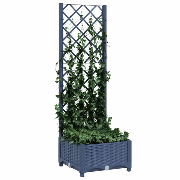 Garten-Pflanzgefäß mit Spalier Blaugrau 40 x 40 x 121,5 cm PP
