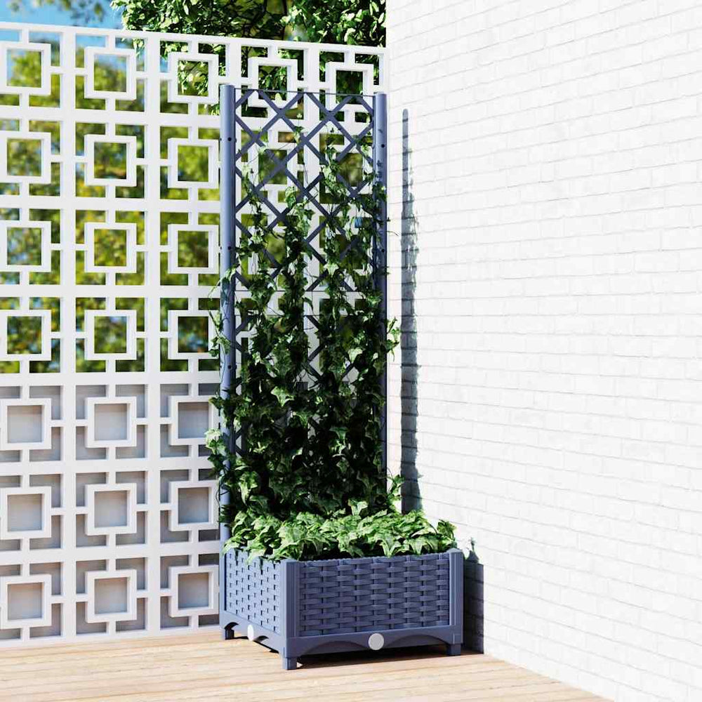 vidaXL Jardinière de jardin avec treillis Bleu-gris 40 x 40 x 121,5 cm PP