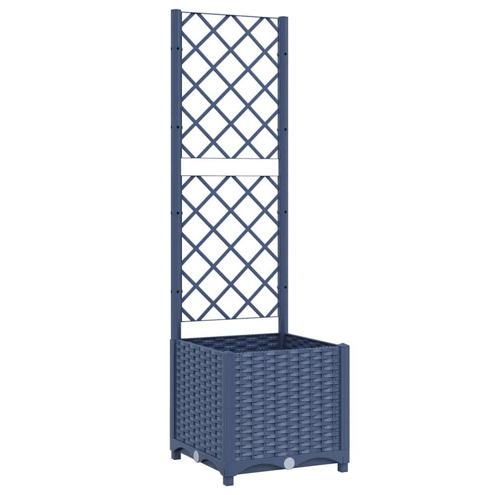 Jardinière de jardin vidaXL avec treillis gris-bleu 40 x 40 x 136 cm PP