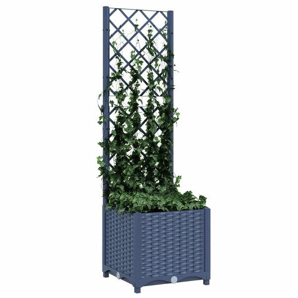 Garten-Pflanzgefäß mit Spalier Blaugrau 40 x 40 x 136 cm PP