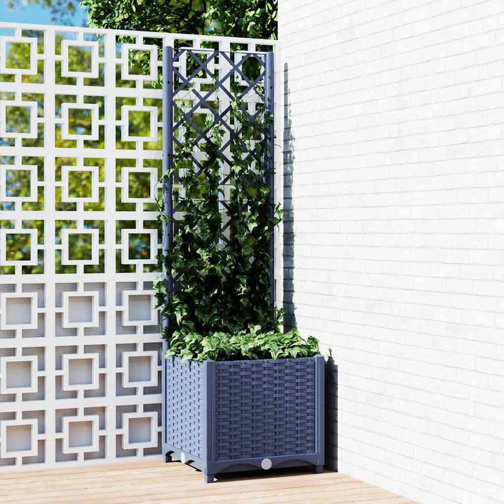 Jardinière de jardin vidaXL avec treillis gris-bleu 40 x 40 x 136 cm PP