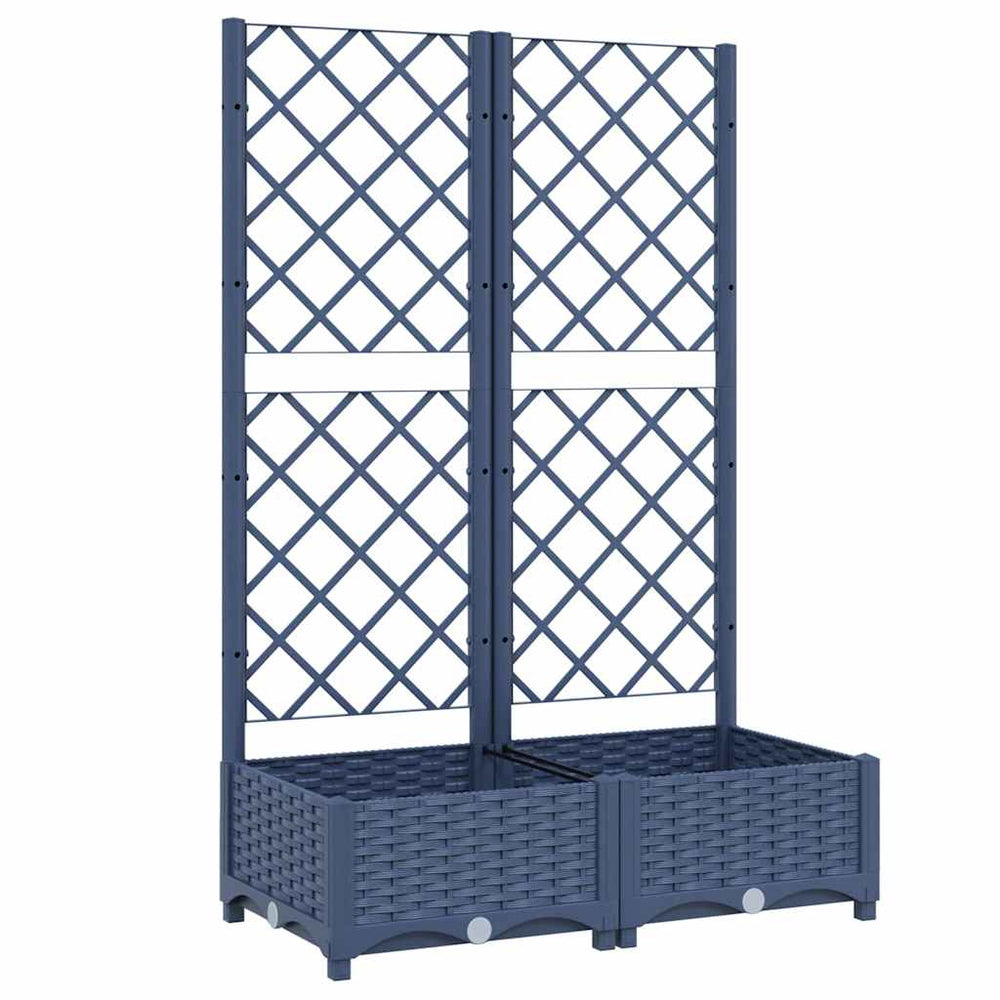 vidaXL Jardinière de jardin avec treillis Bleu-gris 80 x 40 x 121,5 cm PP