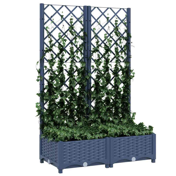 Garten-Pflanzgefäß mit Spalier Blaugrau 80 x 40 x 121,5 cm PP
