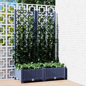 Garten-Pflanzgefäß mit Spalier Blaugrau 80 x 40 x 121,5 cm PP