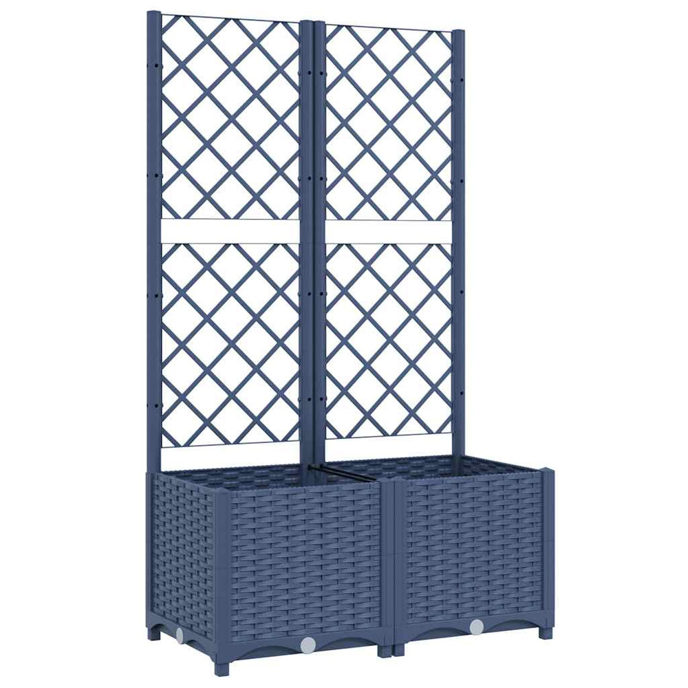 vidaXL Jardinière de jardin avec treillis Bleu-gris 80 x 40 x 136 cm PP