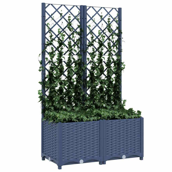 Garten-Pflanzgefäß mit Spalier Blaugrau 80 x 40 x 136 cm PP