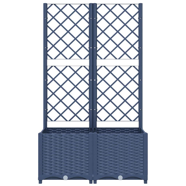 Garten-Pflanzgefäß mit Spalier Blaugrau 80 x 40 x 136 cm PP