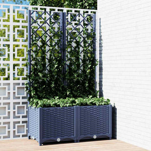 Garten-Pflanzgefäß mit Spalier Blaugrau 80 x 40 x 136 cm PP
