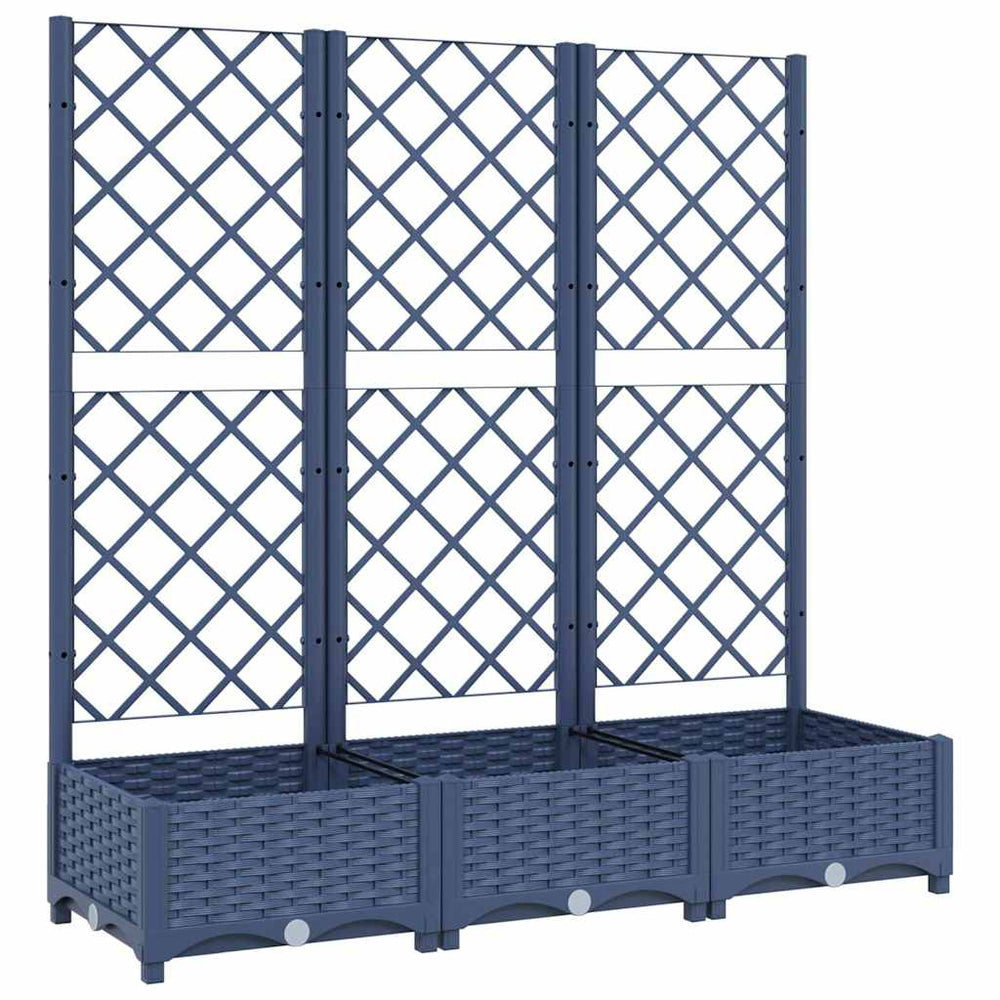 vidaXL Jardinière avec treillis Gris-bleu 120x40x121,5 cm PP
