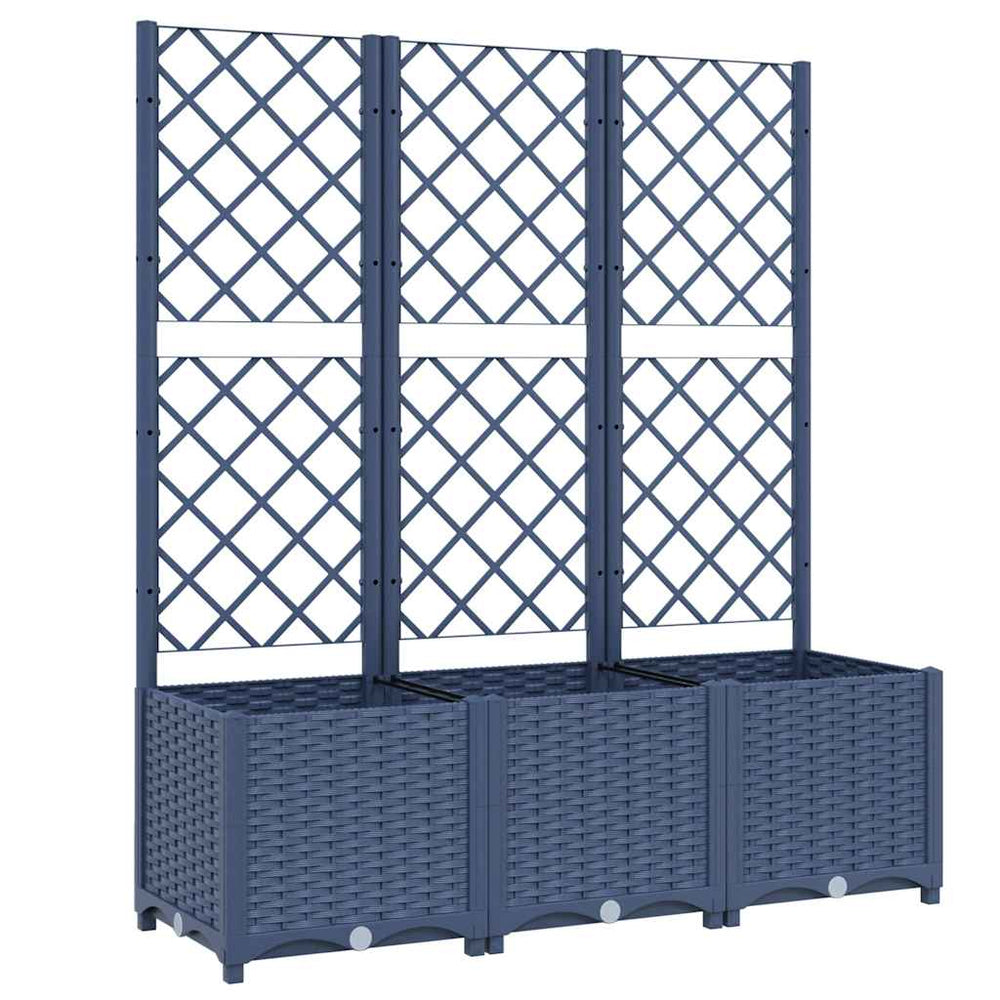 vidaXL Jardinière avec treillis Bleu-gris 120x40x136 cm PP