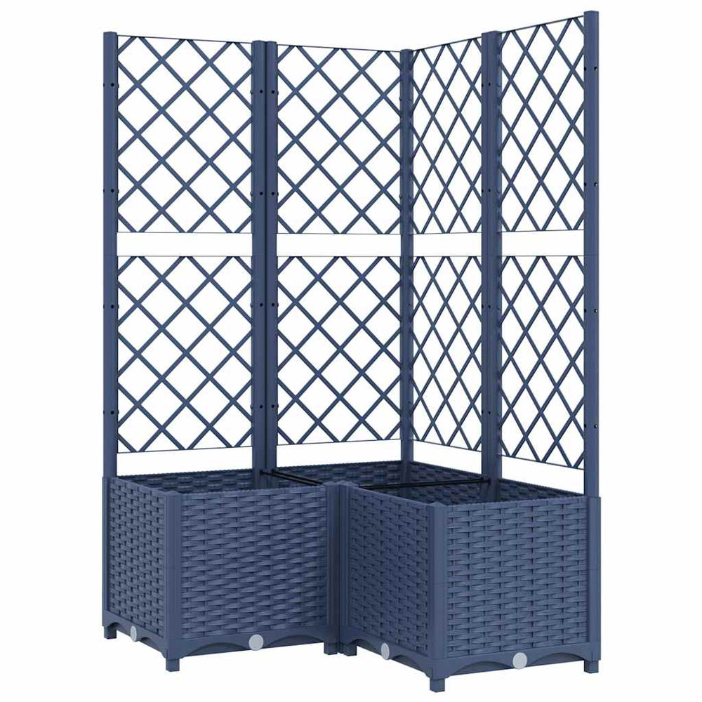 vidaXL Jardinière avec treillis gris-bleu 80x80x136 cm PP