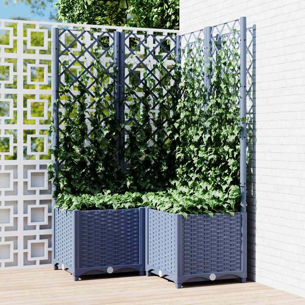 vidaXL Jardinière avec treillis gris-bleu 80x80x136 cm PP