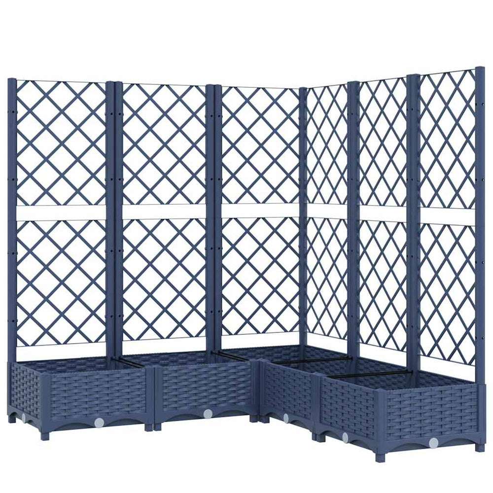 Jardinière avec treillis vidaXL gris-bleu 120x120x121,5 cm PP