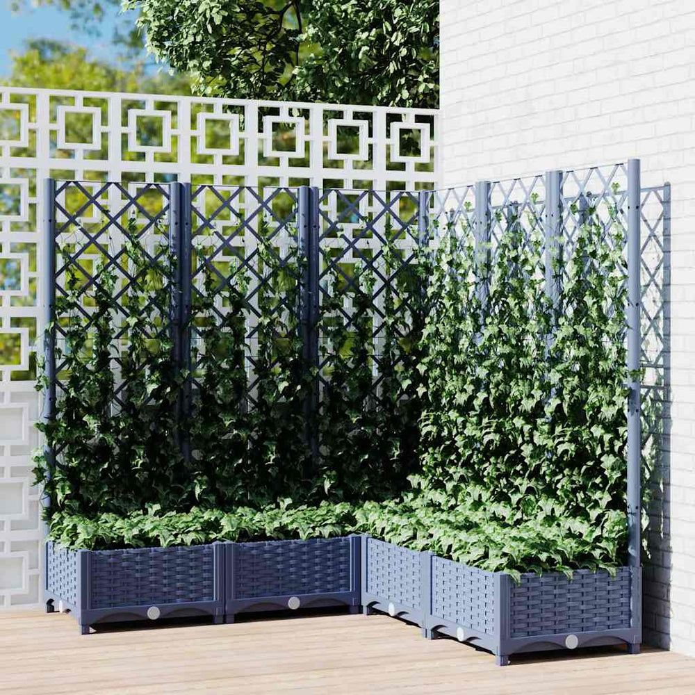 Jardinière avec treillis vidaXL gris-bleu 120x120x121,5 cm PP
