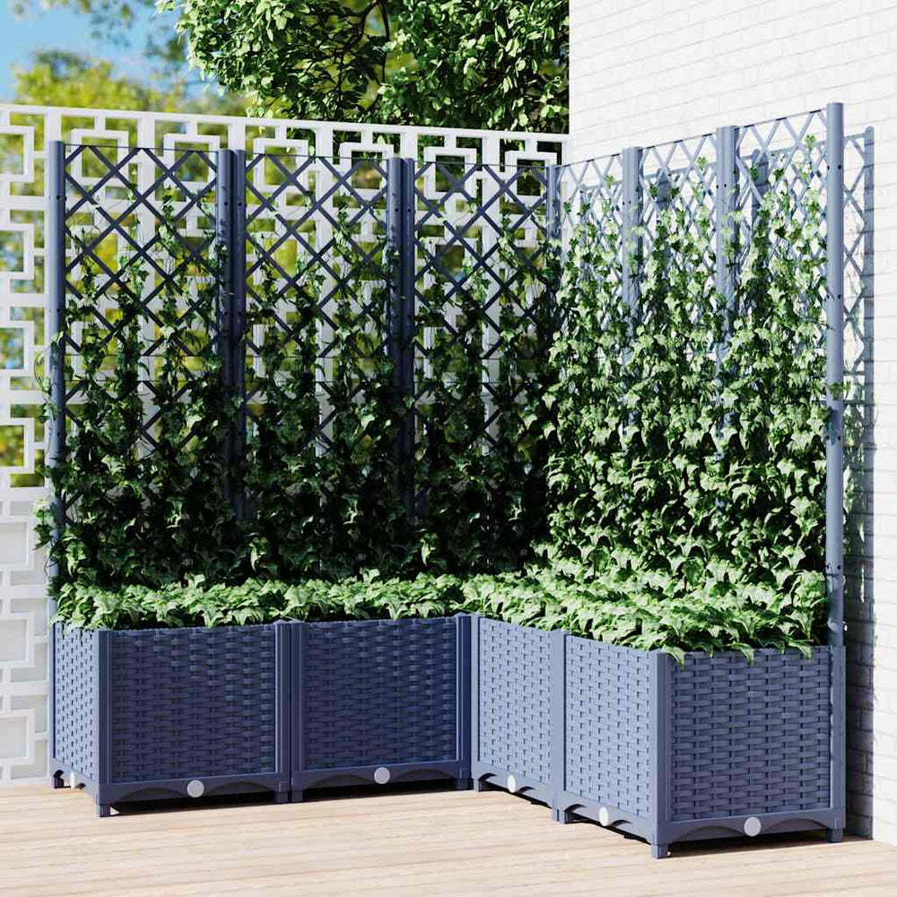 vidaXL Jardinière avec treillis Gris bleu 120x120x136 cm PP