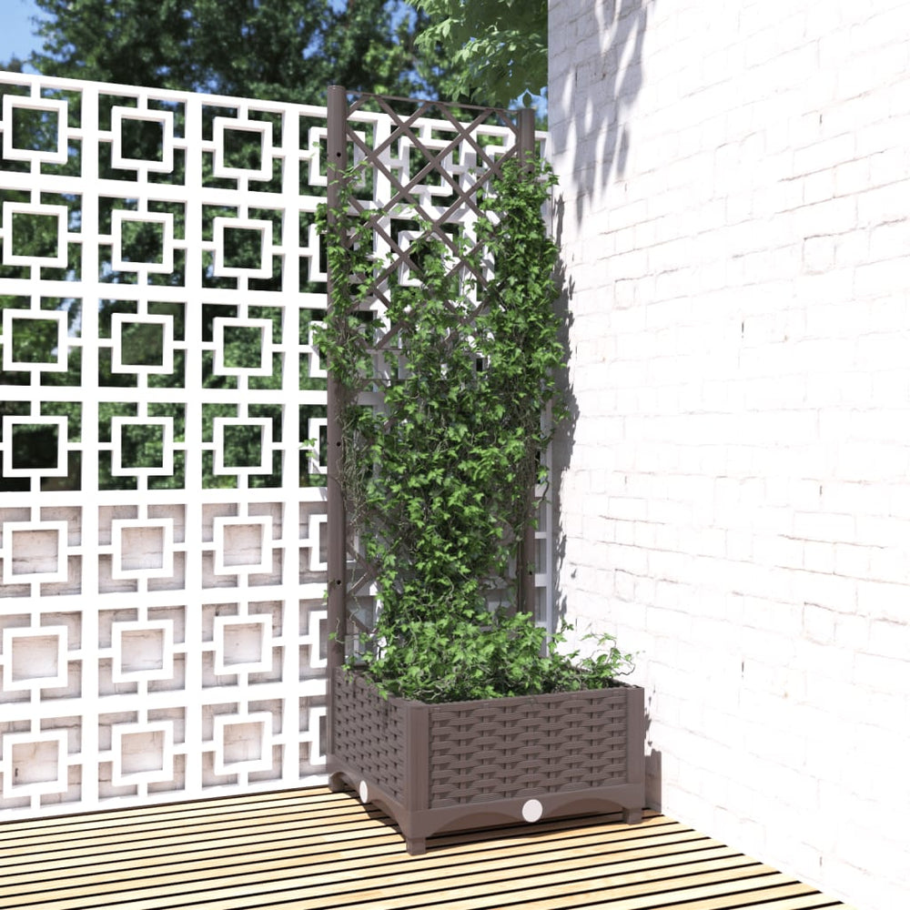 vidaXL Jardinière avec treillis marron 40x40x121,5 cm PP
