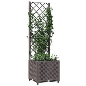 Pflanzkübel mit Rankgitter Braun 40x40x136 cm PP