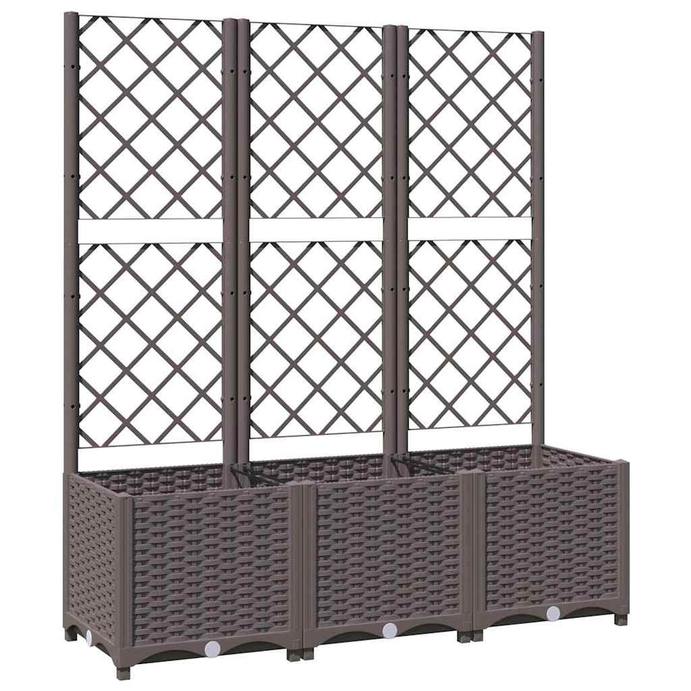 vidaXL Jardinière de jardin avec treillis Marron 120 x 40 x 136 cm PP