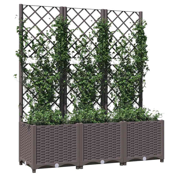 Garten-Pflanzgefäß mit Spalier Braun 120 x 40 x 136 cm PP
