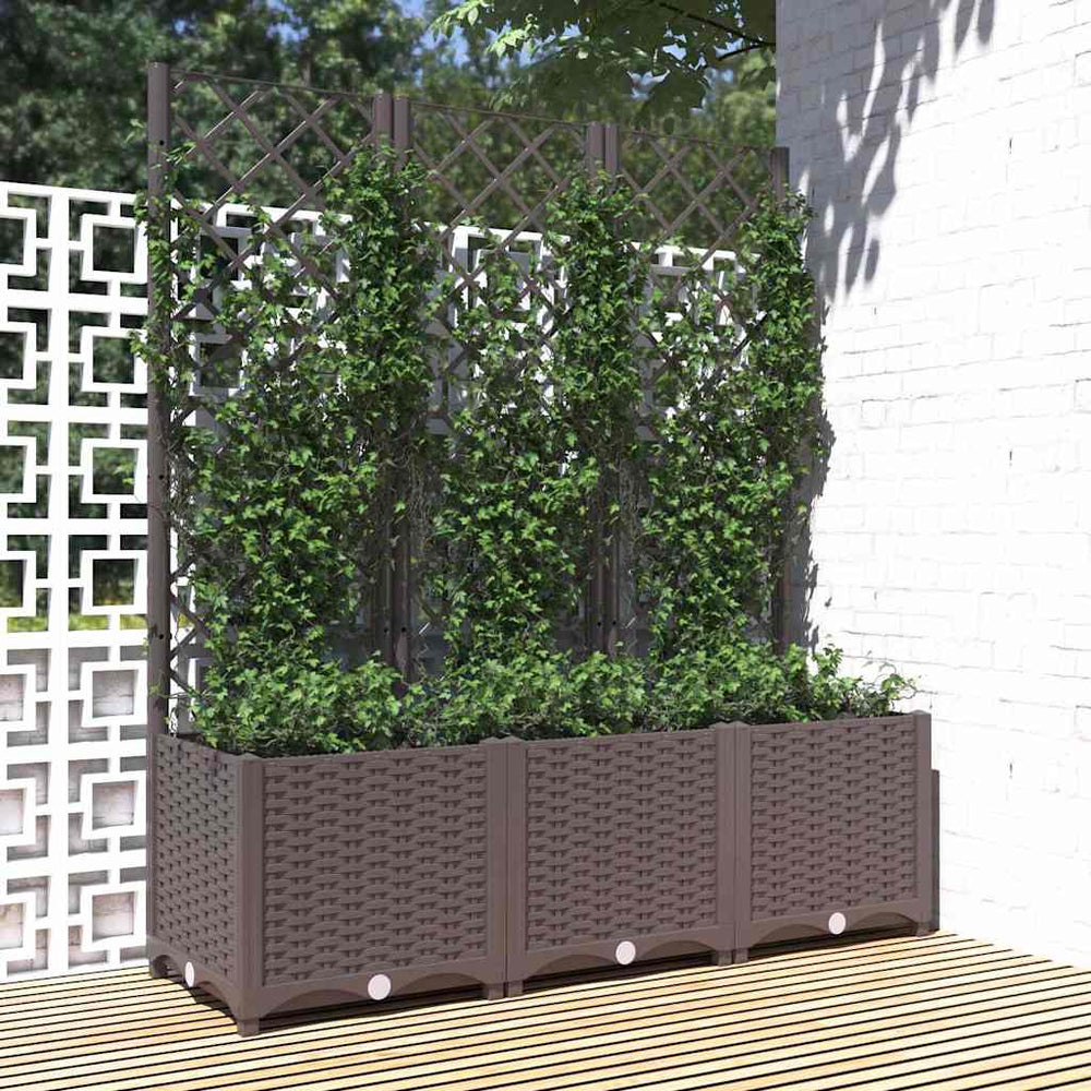 vidaXL Jardinière de jardin avec treillis Marron 120 x 40 x 136 cm PP