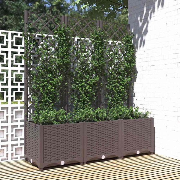 Garten-Pflanzgefäß mit Spalier Braun 120 x 40 x 136 cm PP
