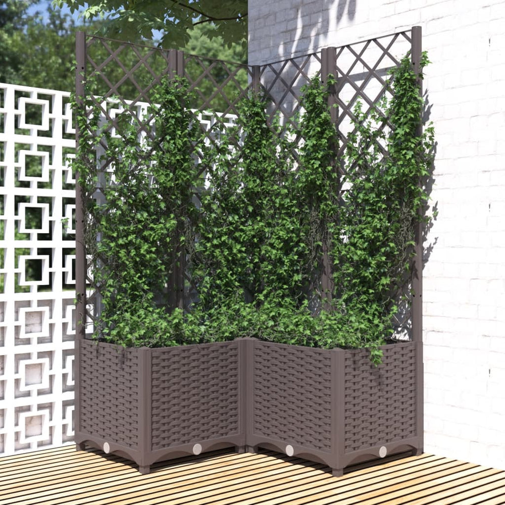 vidaXL Jardinière avec treillis Marron 80x80x136 cm PP
